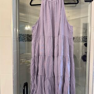 Torrid Dusk Mini Crinkle Ruffle Neck Tiered Dress